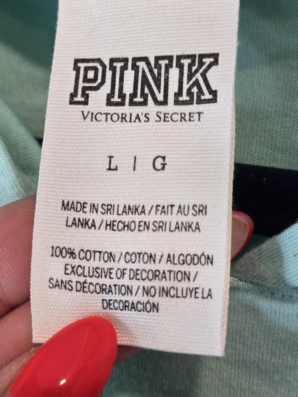 NWOT PINK Victoria's Secret Mint Green Long Sleeve Hoodie Tee Logo *read* - Picture 5 of 11